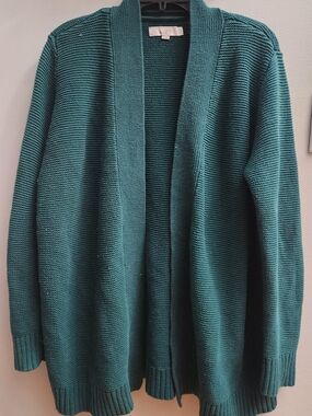LOFT Ann Taylor Women's Large Open Front Cardigan Sweater - Emerald Green